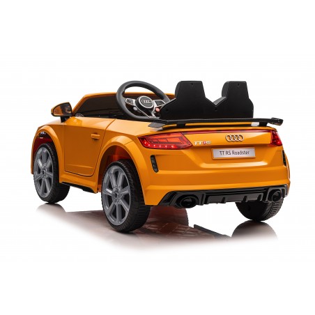 Auto Macchina Elettrica per Bambini 12V Audi TT RS Sedile Pelle con Telecomando Gialla