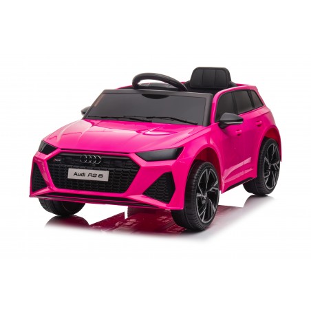 Auto Macchina Elettrica per Bambini 12V Audi RS 6 Sedile Pelle con Telecomando Rosa