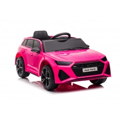 Auto Macchina Elettrica per Bambini 12V Audi RS 6 Sedile Pelle con Telecomando Rosa