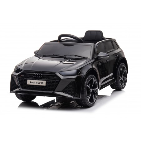 Auto Macchina Elettrica per Bambini 12V Audi RS 6 Sedile Pelle con Telecomando Nera