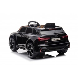 Auto Macchina Elettrica per Bambini 12V Audi RS 6 Sedile Pelle con Telecomando Nera