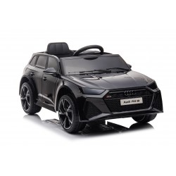 Auto Macchina Elettrica per Bambini 12V Audi RS 6 Sedile Pelle con Telecomando Nera