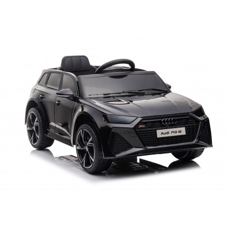 Auto Macchina Elettrica per Bambini 12V Audi RS 6 Sedile Pelle con Telecomando Nera