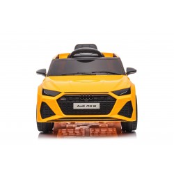 Auto Macchina Elettrica per Bambini 12V Audi RS 6 Sedile Pelle con Telecomando Gialla