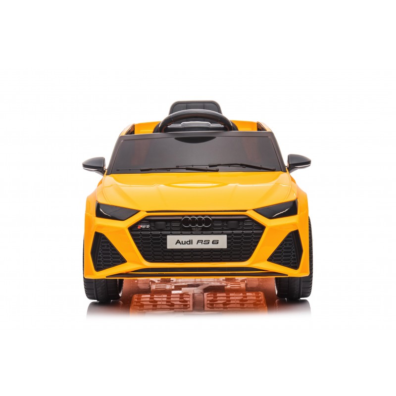 Auto Macchina Elettrica per Bambini 12V Audi RS 6 Sedile Pelle con  Telecomando Gialla