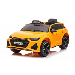 Auto Macchina Elettrica per Bambini 12V Audi RS 6 Sedile Pelle con Telecomando Gialla