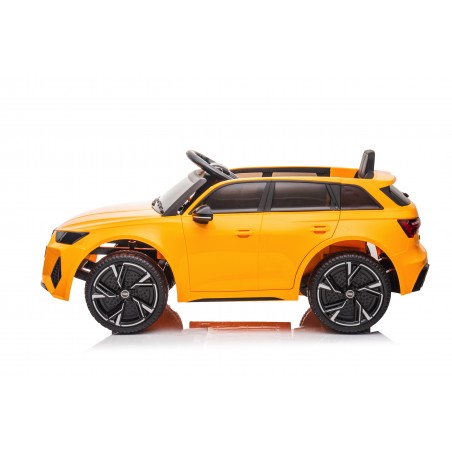 Auto Macchina Elettrica per Bambini 12V Audi RS 6 Sedile Pelle con Telecomando Gialla