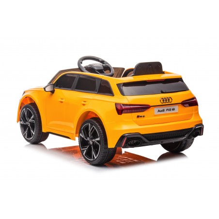 Auto Macchina Elettrica per Bambini 12V Audi RS 6 Sedile Pelle con Telecomando Gialla