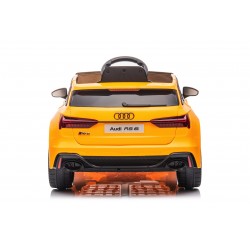 Auto Macchina Elettrica per Bambini 12V Audi RS 6 Sedile Pelle con Telecomando Gialla