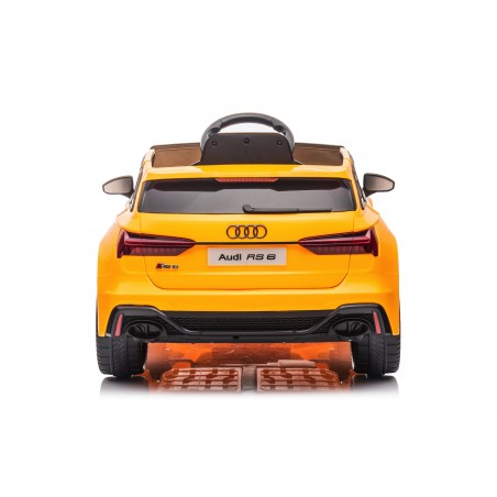 Auto Macchina Elettrica per Bambini 12V Audi RS 6 Sedile Pelle con Telecomando Gialla