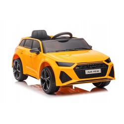 Auto Macchina Elettrica per Bambini 12V Audi RS 6 Sedile Pelle con Telecomando Gialla