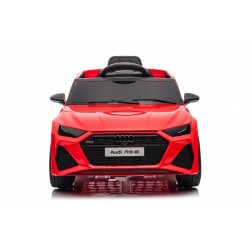 Auto Macchina Elettrica per Bambini 12V Audi RS 6 Sedile Pelle con Telecomando Rossa