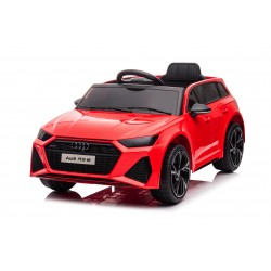 Auto Macchina Elettrica per Bambini 12V Audi RS 6 Sedile Pelle con Telecomando Rossa