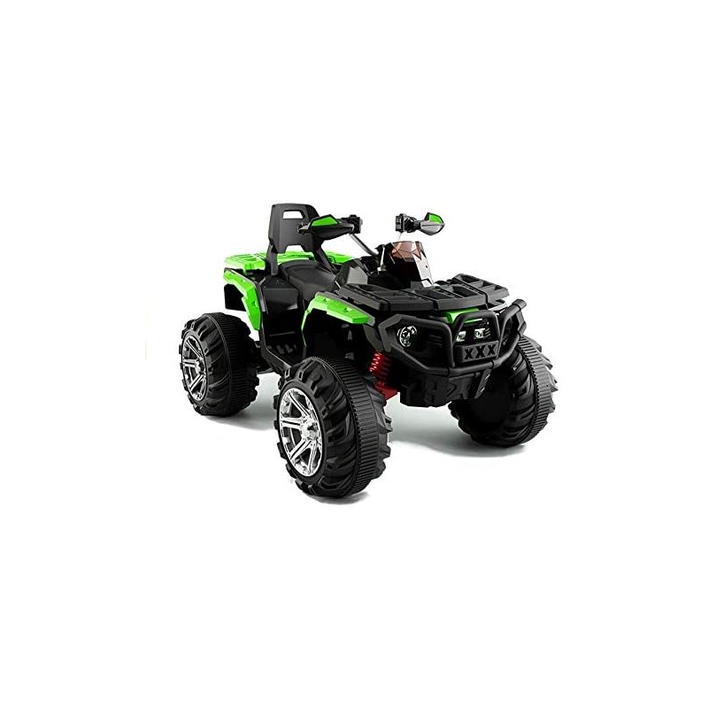 Super Quad elettrico Maverick per Bambini 12V doppio motore Full optional con Ammortozzatori Bianco Nero/Green