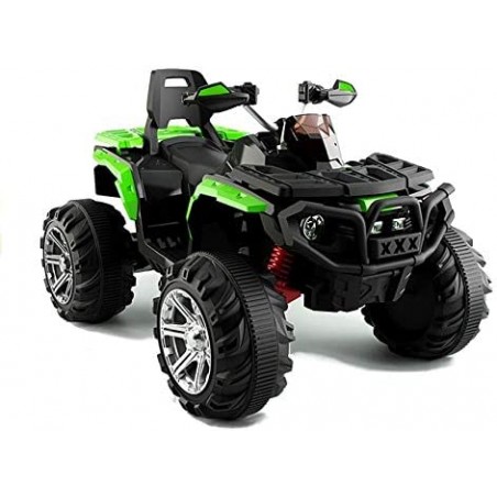 Super Quad elettrico Maverick per Bambini 12V doppio motore Full optional con Ammortozzatori Bianco Nero/Green