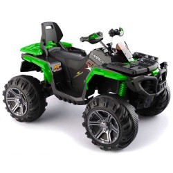 Super Quad elettrico Maverick per Bambini 12V doppio motore Full optional con Ammortozzatori Bianco Nero/Green