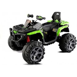 Super Quad elettrico Maverick per Bambini 12V doppio motore Full optional con Ammortozzatori Bianco Nero/Green