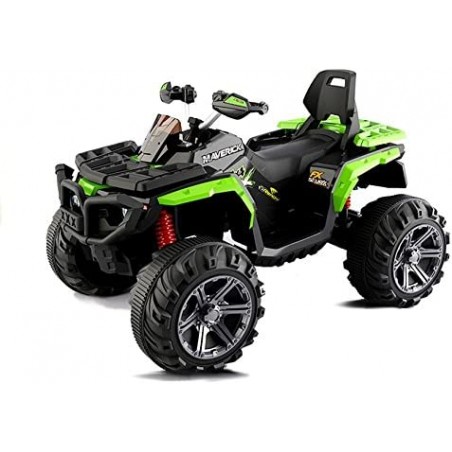 Super Quad elettrico Maverick per Bambini 12V doppio motore Full optional con Ammortozzatori Bianco Nero/Green