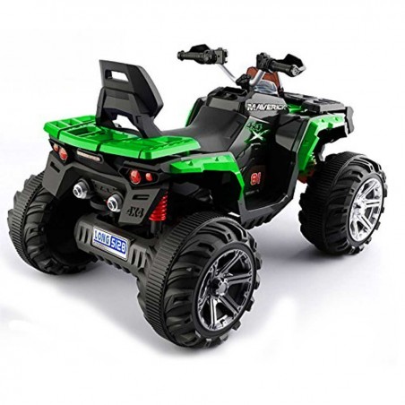 Super Quad elettrico Maverick per Bambini 12V doppio motore Full optional con Ammortozzatori Bianco Nero/Green