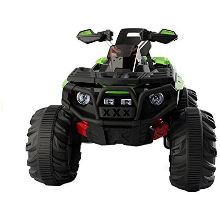 Super Quad elettrico Maverick per Bambini 12V doppio motore Full optional con Ammortozzatori Bianco Nero/Green