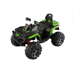 Super Quad elettrico Maverick per Bambini 12V doppio motore Full optional con Ammortozzatori Bianco Nero/Green