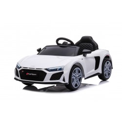 Auto Macchina Elettrica 12V NEW Audi R8 Spyder per Bambini Led MP3 con Telecomando Sedile in pelle Bianca