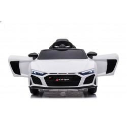 Auto Macchina Elettrica 12V NEW Audi R8 Spyder per Bambini Led MP3 con Telecomando Sedile in pelle Bianca