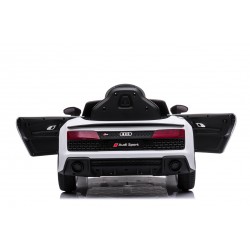 Auto Macchina Elettrica 12V NEW Audi R8 Spyder per Bambini Led MP3 con Telecomando Sedile in pelle Bianca