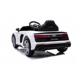 Auto Macchina Elettrica 12V NEW Audi R8 Spyder per Bambini Led MP3 con Telecomando Sedile in pelle Bianca