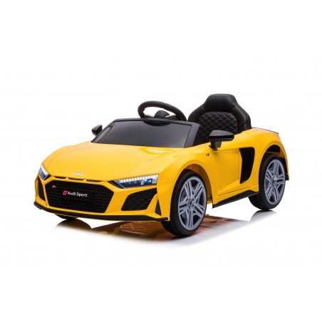 Auto Macchina Elettrica 12V NEW Audi R8 Spyder per Bambini Led MP3 con Telecomando Sedile in pelle Gialla