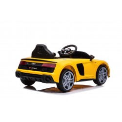 Auto Macchina Elettrica 12V NEW Audi R8 Spyder per Bambini Led MP3 con Telecomando Sedile in pelle Gialla