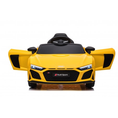 Auto Macchina Elettrica 12V NEW Audi R8 Spyder per Bambini Led MP3 con Telecomando Sedile in pelle Gialla