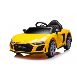 Auto Macchina Elettrica 12V NEW Audi R8 Spyder per Bambini Led MP3 con Telecomando Sedile in pelle Gialla