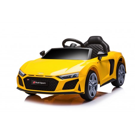 Auto Macchina Elettrica 12V NEW Audi R8 Spyder per Bambini Led MP3 con Telecomando Sedile in pelle Gialla