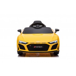 Auto Macchina Elettrica 12V NEW Audi R8 Spyder per Bambini Led MP3 con Telecomando Sedile in pelle Gialla