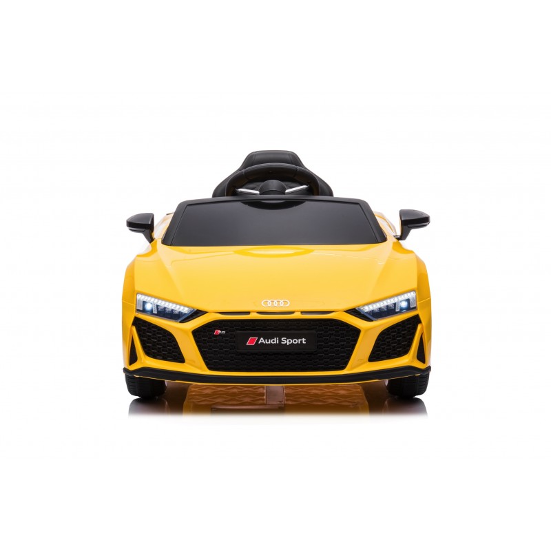 Auto Macchina Elettrica 12V NEW Audi R8 Spyder per Bambini Led MP3 con Telecomando Sedile in pelle Gialla