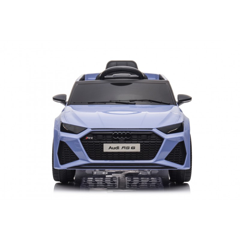 Auto Macchina Elettrica per Bambini 12V Audi RS 6 Sedile Pelle con Telecomando Grey Blue