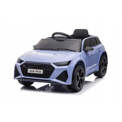 Auto Macchina Elettrica per Bambini 12V Audi RS 6 Sedile Pelle con Telecomando Grey Blue