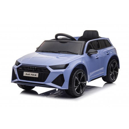 Auto Macchina Elettrica per Bambini 12V Audi RS 6 Sedile Pelle con Telecomando Grey Blue