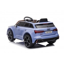 Auto Macchina Elettrica per Bambini 12V Audi RS 6 Sedile Pelle con Telecomando Grey Blue