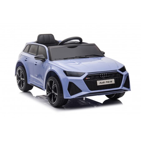 Auto Macchina Elettrica per Bambini 12V Audi RS 6 Sedile Pelle con Telecomando Grey Blue