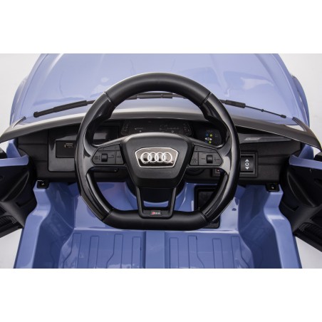 Auto Macchina Elettrica per Bambini 12V Audi RS 6 Sedile Pelle con Telecomando Grey Blue