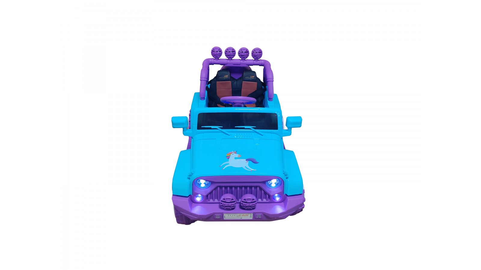 Auto macchina elettrica fuoristrada Unicorno per bambini Celeste 12V MP3 Led con Telecomando Full Optional Sedili in Pelle