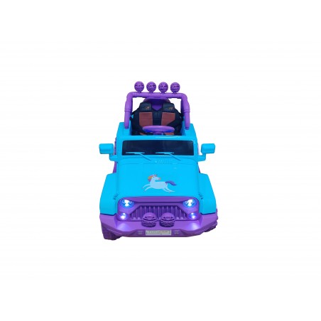 Auto macchina elettrica fuoristrada Unicorno per bambini Celeste 12V MP3 Led con Telecomando Full Optional Sedili in Pelle