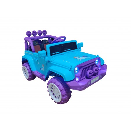 Auto macchina elettrica fuoristrada Unicorno per bambini Celeste 12V MP3 Led con Telecomando Full Optional Sedili in Pelle