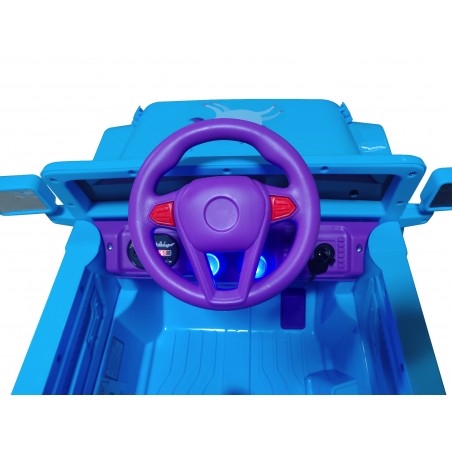 Auto macchina elettrica fuoristrada Unicorno per bambini Celeste 12V MP3 Led con Telecomando Full Optional Sedili in Pelle