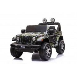 Auto Macchina Elettrica Jeep Wrangler Rubicon 12V per Bambini porte apribili Con telecomando Full accessori (Army)