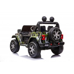 Auto Macchina Elettrica Jeep Wrangler Rubicon 12V per Bambini porte apribili Con telecomando Full accessori (Army)