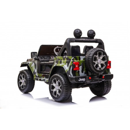 Auto Macchina Elettrica Jeep Wrangler Rubicon 12V per Bambini porte apribili Con telecomando Full accessori (Army)