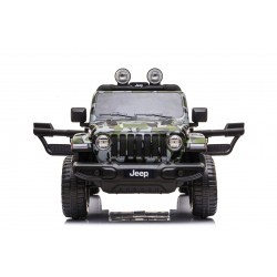 Auto Macchina Elettrica Jeep Wrangler Rubicon 12V per Bambini porte apribili Con telecomando Full accessori (Army)